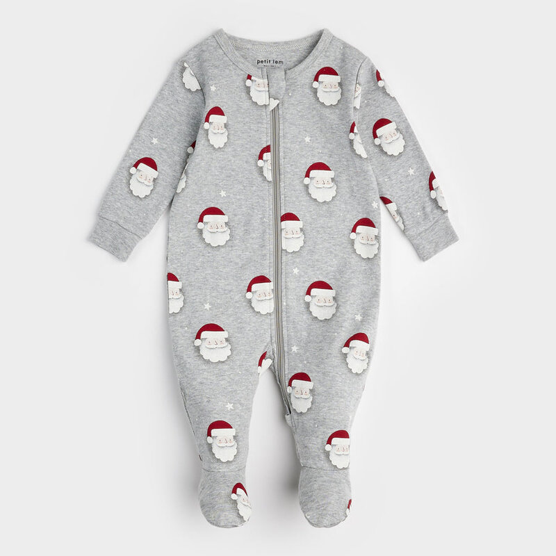 Petit Lem Dormeuse gris chiné à imprimé «Père Noël» (NB-24mois)