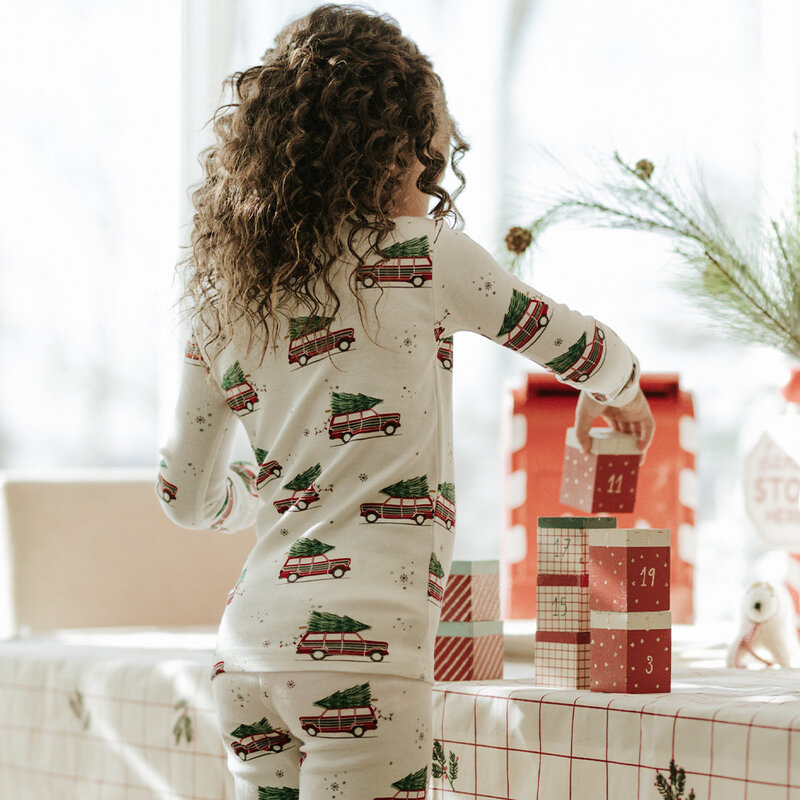 Petit Lem Ensemble pyjama blanc à imprimé de voitures festives (8ans/10ans)