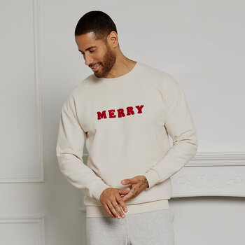Petit Lem Pull molletonné crème «Merry» pour homme (Medium/X-Large)