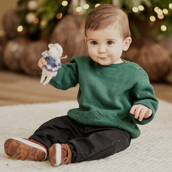 Petit Lem Ensemble en tricot avec pull vert forêt à imprimé de sapins (3mois/24mois)