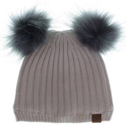 Calikids Double Faux Fur Pom Knit Hat - Cream (9-24m/2-5y)