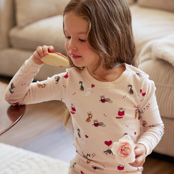 Petit Lem Ensemble de pyjama côtelés rose à imprimé de chats (8-10ans)