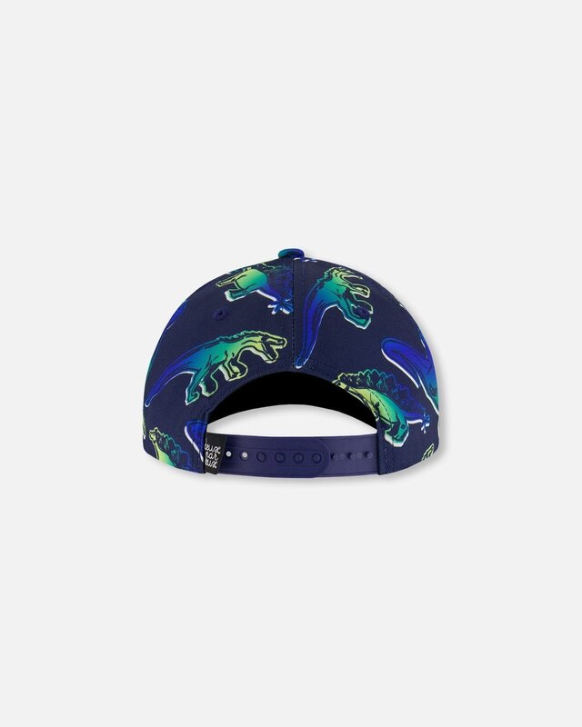 Deux Par Deux Casquette marine imprimée de dino bleu et vert (6-24mois/3-6ans)