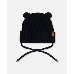 Deux Par Deux Tuque en tricot avec corde - noir (6/12m-18/24m)