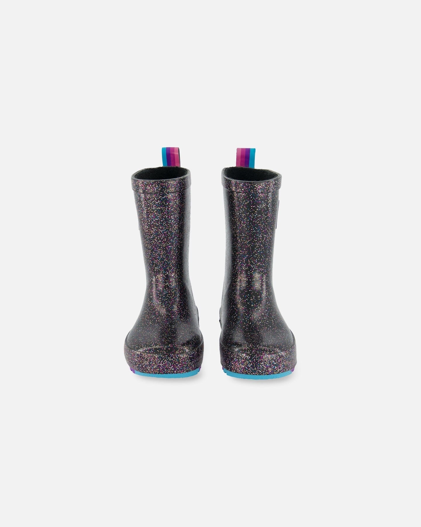 Deux Par Deux Black rain boots with glitter (7E/13E)