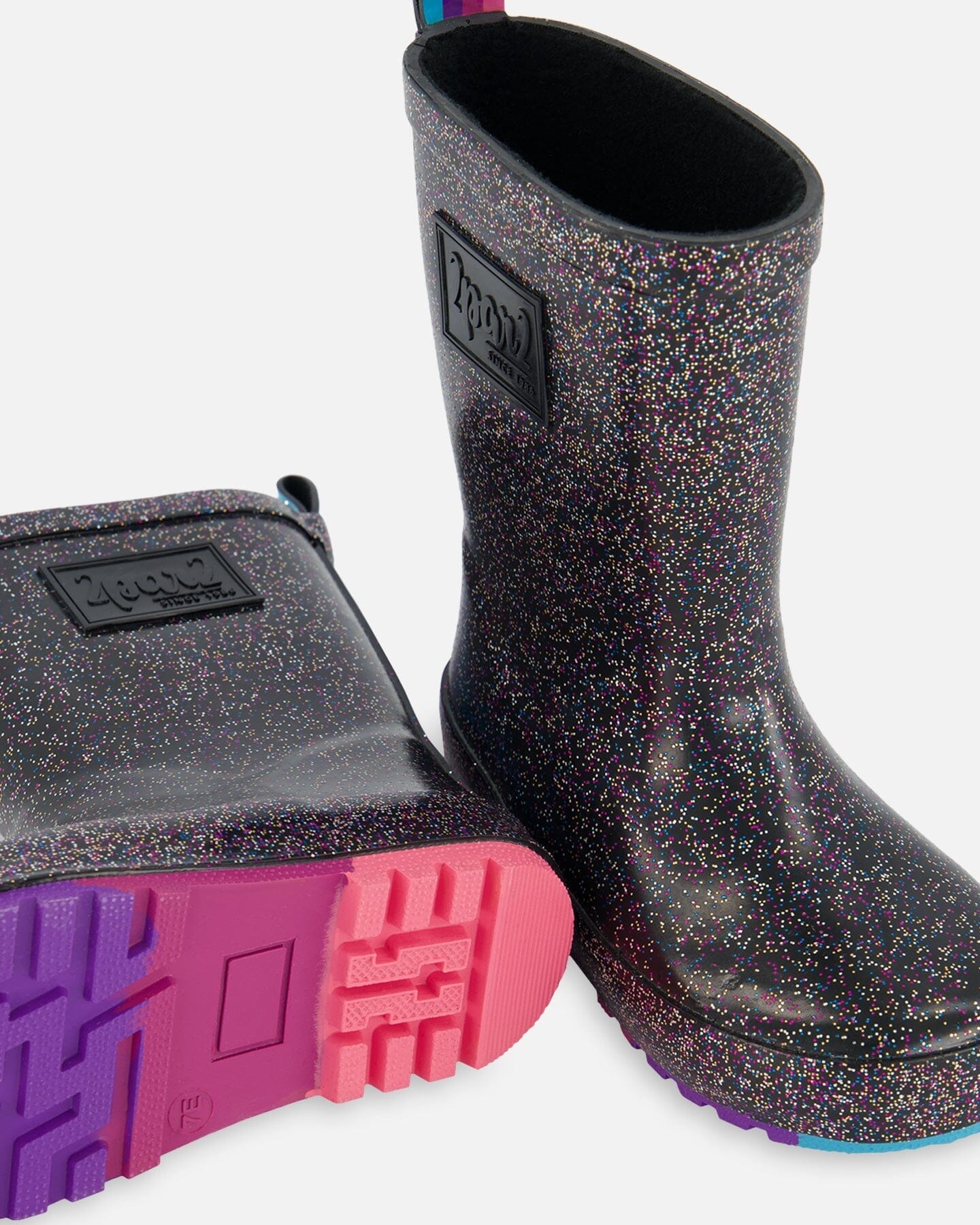 Deux Par Deux Black rain boots with glitter (7E/13E)