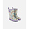 Deux Par Deux Printed Rain Boots Small White Flowers On Turquoise And Lilac (4E/6E)