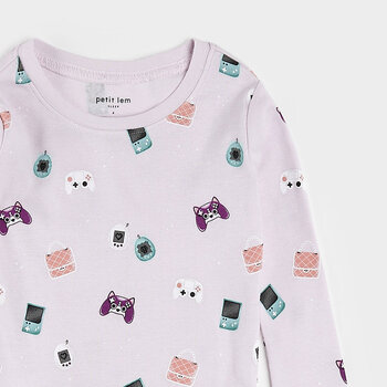 Petit Lem Ensemble pyjama lila à imprimé joueuse de jeux vidéo (5ans/6x)