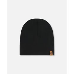 Deux Par Deux Solid Beanie Hat Black (2/6yr-7/14yr)