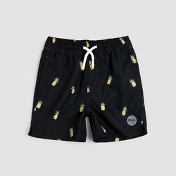 Miles the label Pineapple Print on Black Swim Trunks (2yr/10yr)