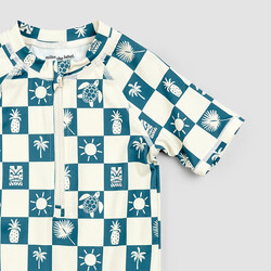 Miles the label Combinaison de bain à imprimé damier tropical (0-3mois/3-6mois)