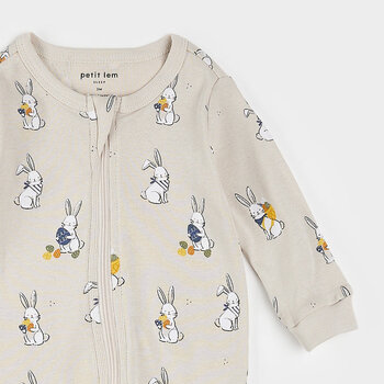 Petit Lem Egg Hunt Print on Crème Sleeper(Newborn/24m)