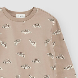 Miles the label Pull taupe à imprimé fossile de dino (2ans/10ans)