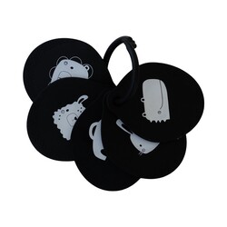 Loulou Lollipop Flashcards en silicone - Fruit noir et blanc