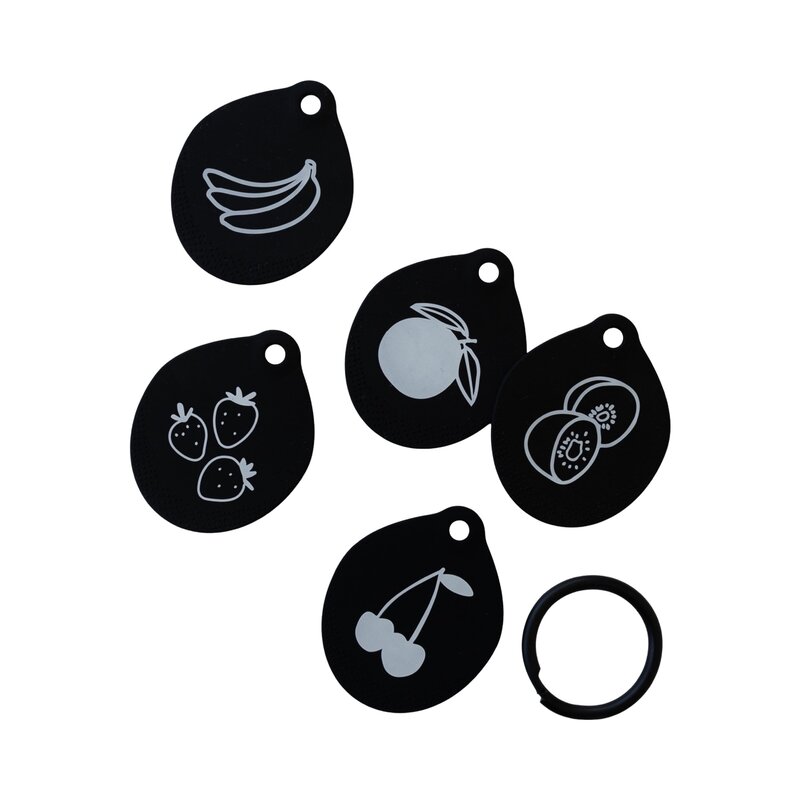 Loulou Lollipop Flashcards en silicone - Fruit noir et blanc