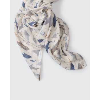 Loulou Lollipop Muslin Swaddle - Smiley Sharks