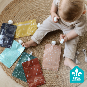 kangoo et Cie Pochettes alimentaires réutilisables avec bouchons - Boho (ensemble de 6)