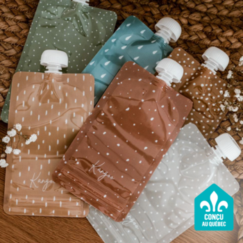 kangoo et Cie Reusable food pouches with caps - Neutral (set of 6)