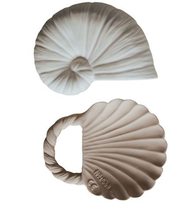 Natruba 2 en 1 - Jouet de dentition + Jouet de bain en caoutchouc naturel - Nautilus et coquillage