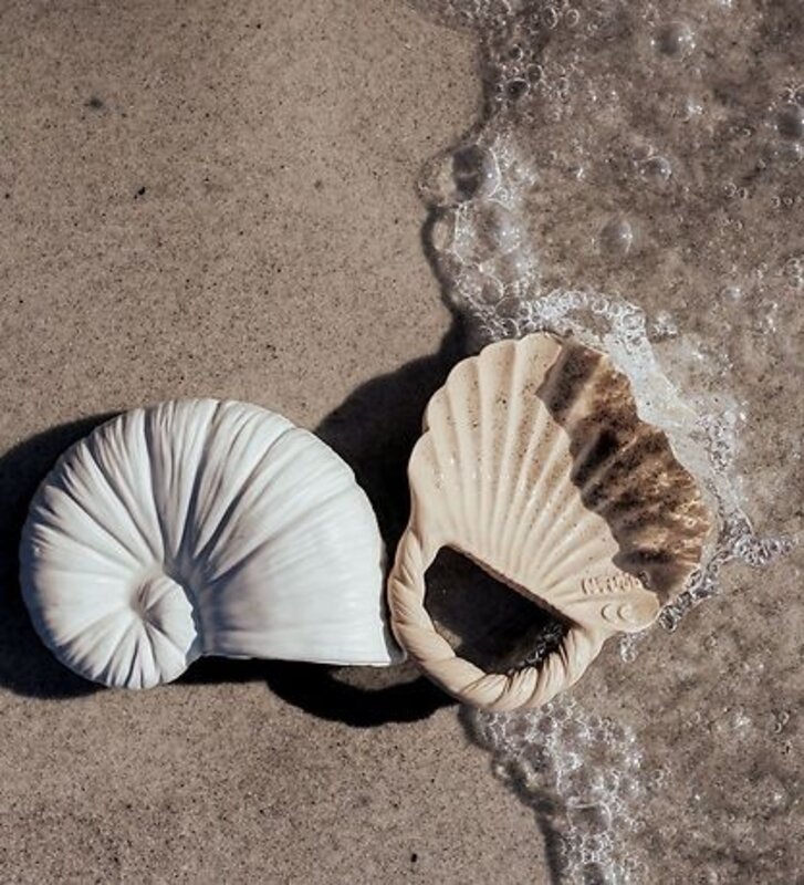 Natruba 2 en 1 - Jouet de dentition + Jouet de bain en caoutchouc naturel - Nautilus et coquillage