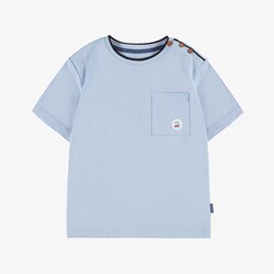 Souris Mini T-shirt bleu à manches courtes avec poche en jersey gaufré (3ans/10ans)