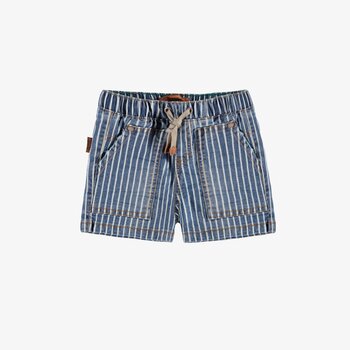 Souris Mini Short bleu et blanc à rayures en denim cheminot (6-9m/2-3ans)