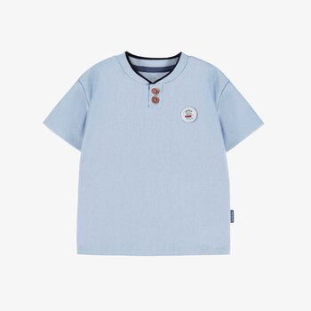 Souris Mini T-shirt bleu à manches courtes avec poche en jersey gaufré (6-9m/2-3ans)