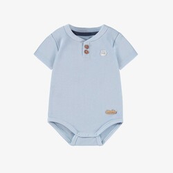 Souris Mini Blue bodysuit in waffle jersey