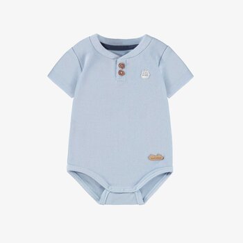 Souris Mini Cache-couche bleu gaufré à manches courte (0-3m/12-18m)