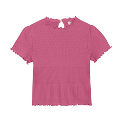 En-fant T-shirt pointelle - Rose fushia