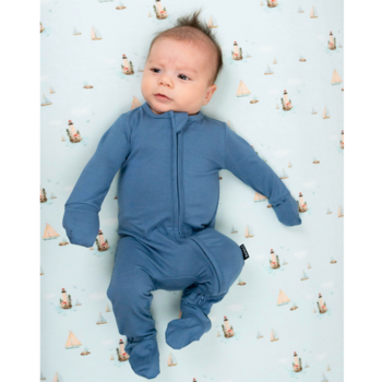 Belan . J Footed Zipper Sleeper - Ocean Blue(Newborn/3-6m)