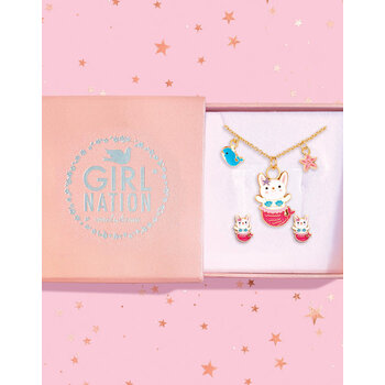 Girl Nation Ensemble cadeau collier et boucles d'oreilles de fantaisies - Lapin sirène