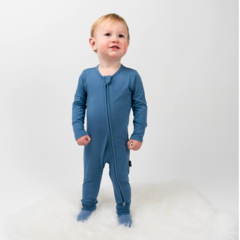 Belan . J Footless Sleeper with Fold-over Cuffs - Ocean Blue(6-12m/2T)