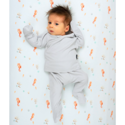 Belan . J Ribbed Bamboo Take Me Home Kimono Set - Silver Cloud (Newborn/0-3m)