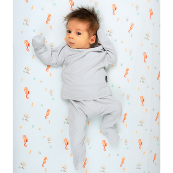 Belan . J Ribbed Bamboo Take Me Home Kimono Set - Silver Cloud (Newborn/0-3m)