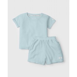 Loulou Lollipop Ensemble T-shirt et short gaufrés - Seaglass (12-18m/18-24m)