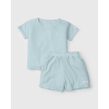 Loulou Lollipop Waffles short and t-shirt set - Seaglass (12-18m/18-24m)