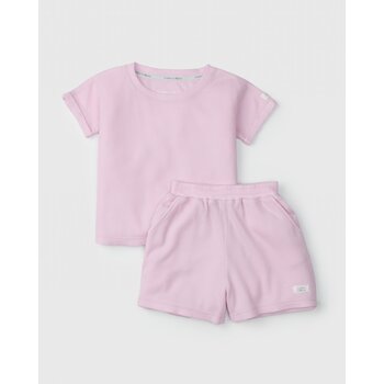 Loulou Lollipop Waffle t-shirt ans short set - Lilac (12-18m/18-24m)