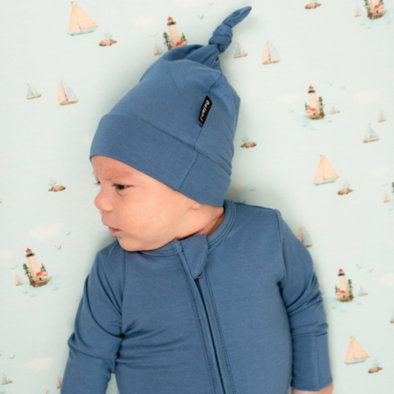 Belan . J Knotted Hat - Ocean Blue (0-3mois)