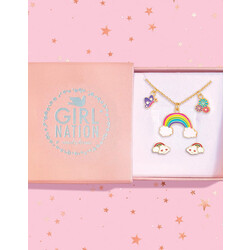 Girl Nation Necklace and Earring Gift Set - Cloud Luvs Rainbow - Girl Nation