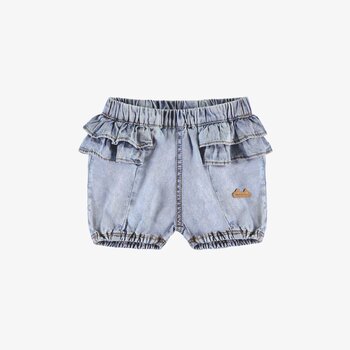 Souris Mini Short bleu pâle en denim avec volants (0-3m/12-18m)