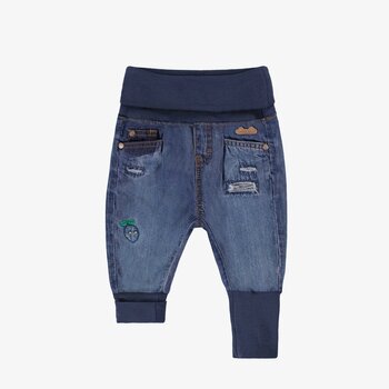 Souris Mini Medium blue evolutive denim pants with faded effect (0-6m/12-24m)