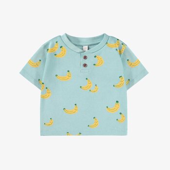 Souris Mini T-shirt à manches courtes bleu avec motif de bananes (0-3m/12-18m)