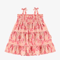 Souris Mini Robe évasée à fines bretelles rose fleurie en viscose (6-9m/2-3a)
