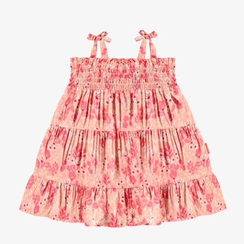 Souris Mini Robe évasée à fines bretelles rose fleurie en viscose (6-9m/2-3a)