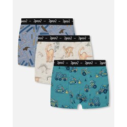 Deux Par Deux Boxers imprimés multicolores en coton biologique (lot de 3) (2-3ans/8-10ans)