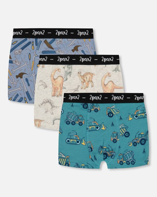 Deux Par Deux Printed Organic Cotton Boxer Shorts (3 Pack) Multicolored (2-3Y/8-10Y)