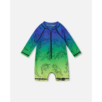 Deux Par Deux Rashguard une-pièce à manches longues imprimé de dino (3-6m/18-24m)