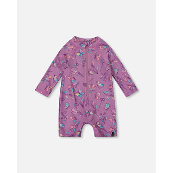 Deux Par Deux Rashguard une-pièce à manches longues avec papillons (3-6m/18-24m)