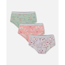 Deux Par Deux Printed Organic Cotton Boyshort Underwear (Pack Of 3) Multicolored (2-3Y/8-10Y)
